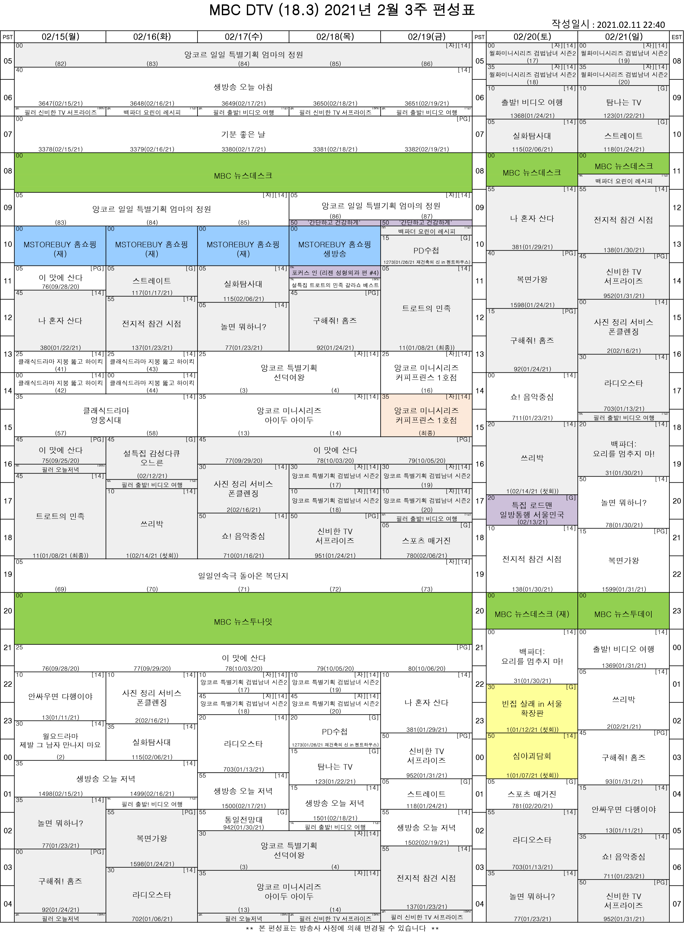 mbc action schedule