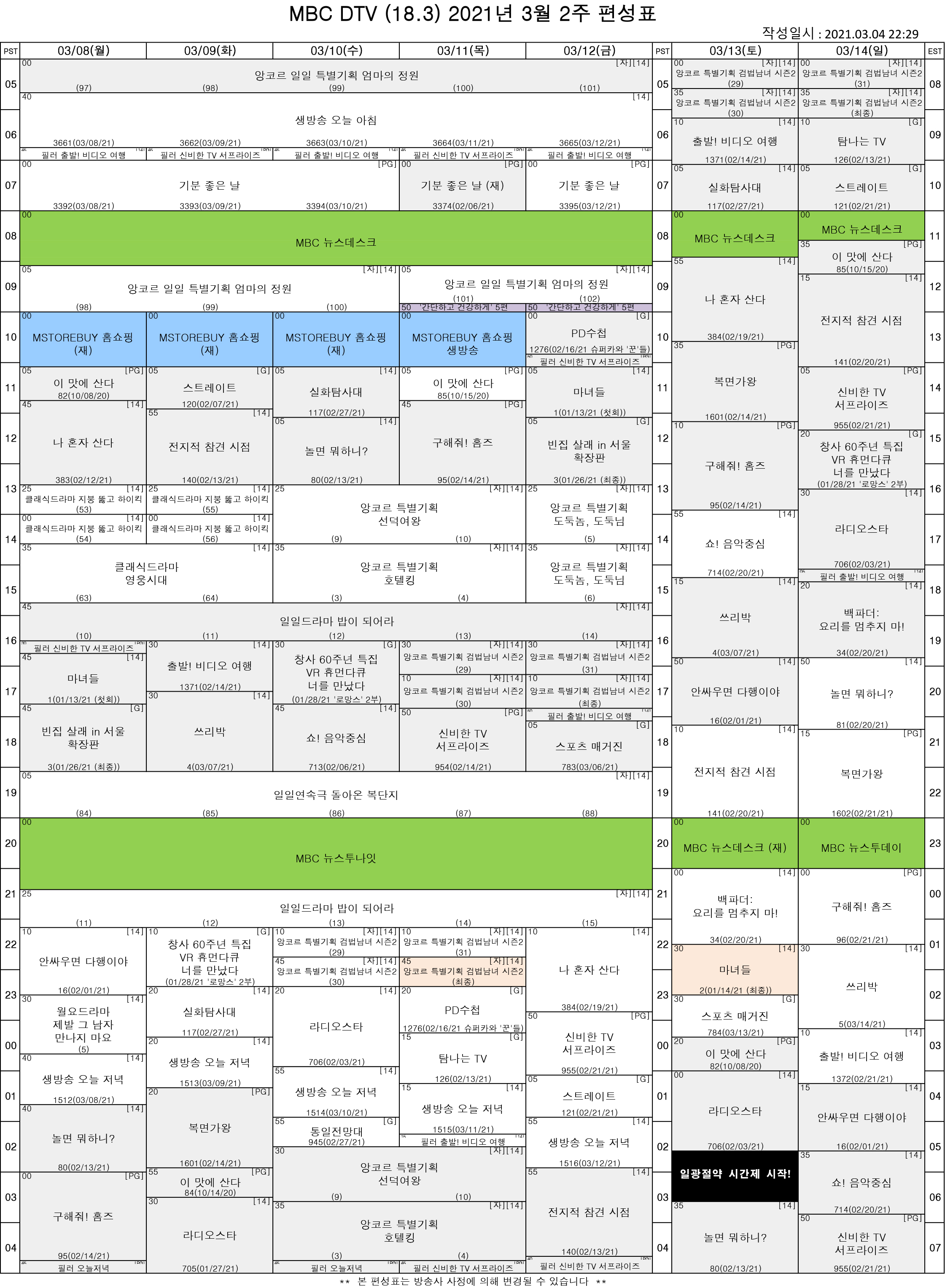 mbc action schedule